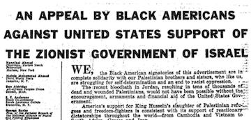 Appeal to Black Americans against supporting Israel