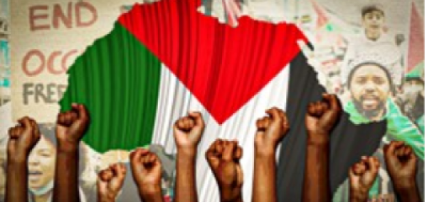 Palestinian flag in the shape of the African continent