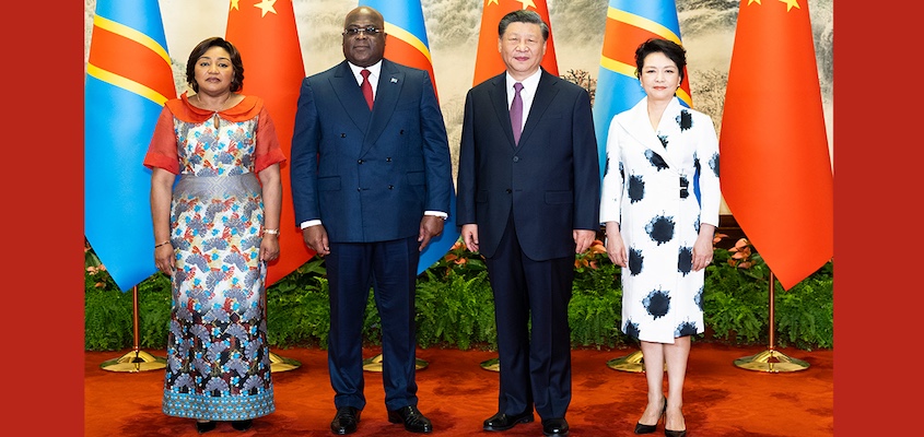 Denise Nyakeru Tshisekedi, Congolese President Félix Tshisikedi, Chinese President Xi Jinping, and Peng Liyuan.