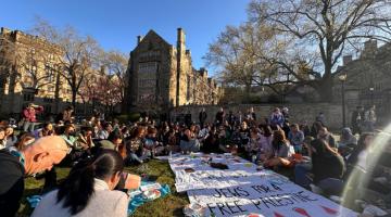 Protesters holding Seder