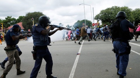 South African Police Unleash Water Cannons and Rubber Bullets During Virus Lockdown