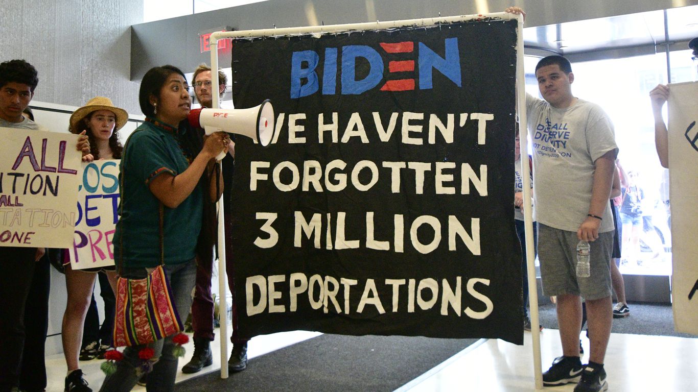Activists protest against presidential candidate Joe Biden in Philadelphia. Photo: Bastiaan Slabbers/NurPhoto via Getty Images