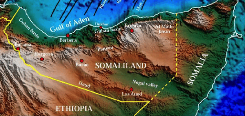 Map of Ethiopia, Somalia, in the Red Sea