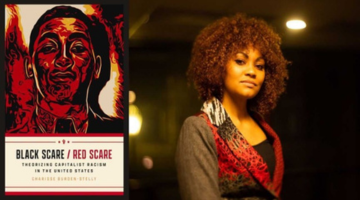Dr. Charisse Burden-Stelly next to her book, Black Scare/Red Scare