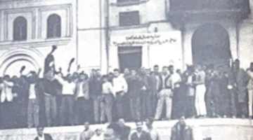 Libyan workers celebrating the blockade on American ships