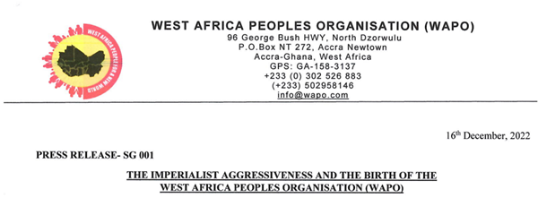 The Imperialist Aggressiveness and the Birth of the West African Peoples Organization (WAPO)